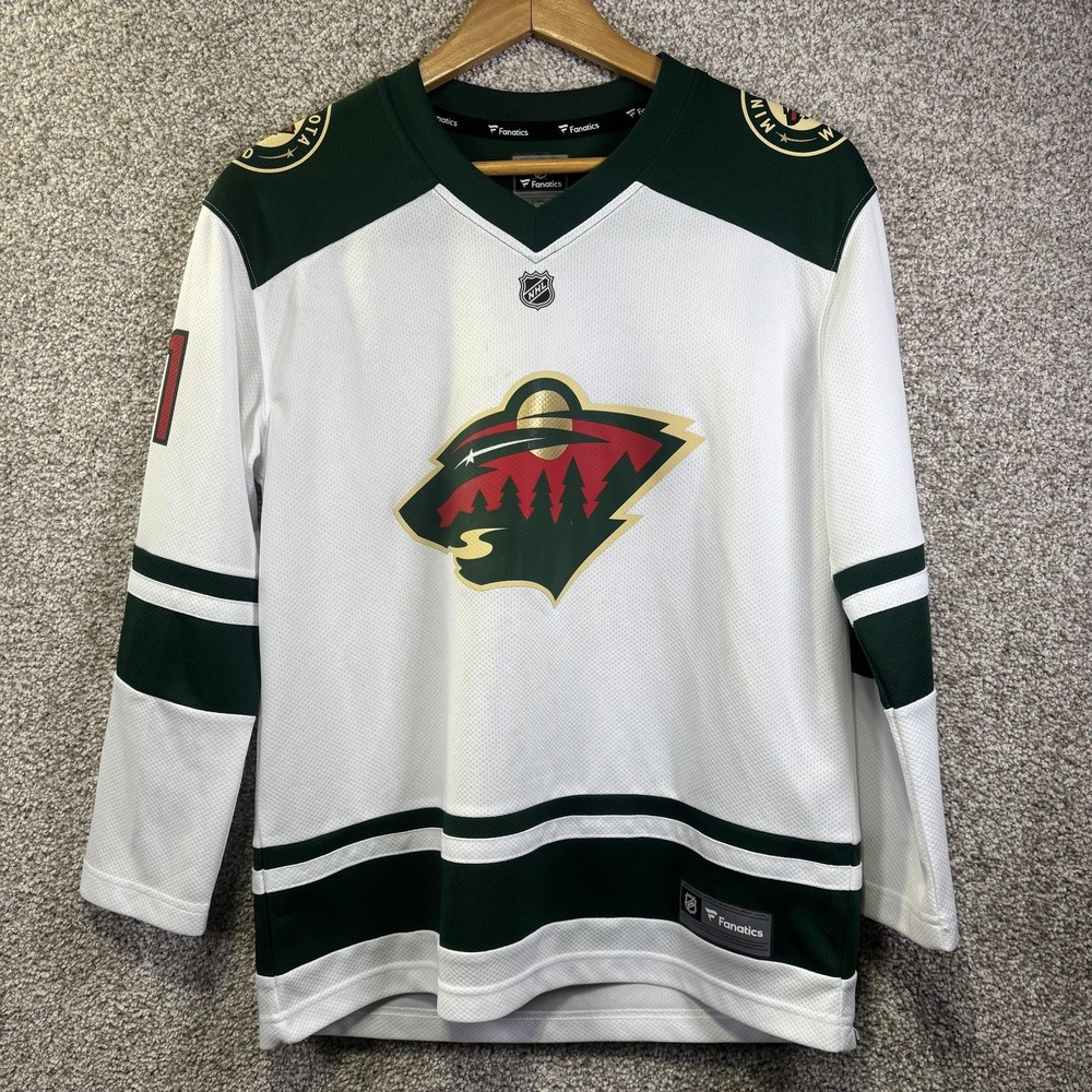 Minnesota Wild Hockey Jersey Boys Large White NHL Hockey Fanatics Parise 11